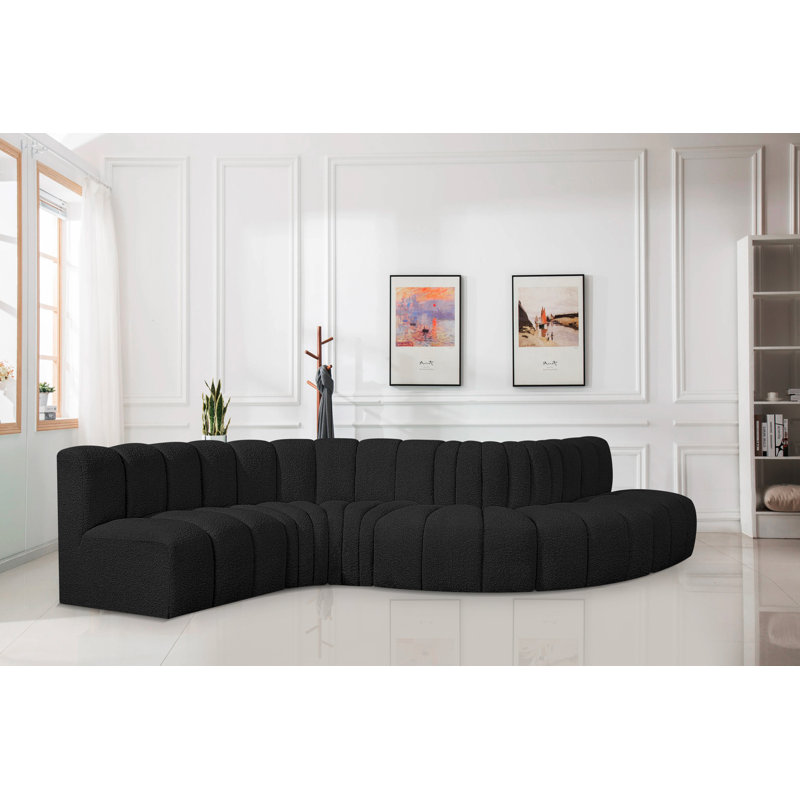 Canapé et méridienne rembourrés Izelia, Tissu bouclé noir
