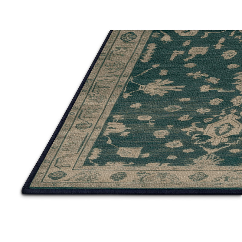 Machine Washable Overdyed Blue Area Rug, Rectangle 7' x 9'