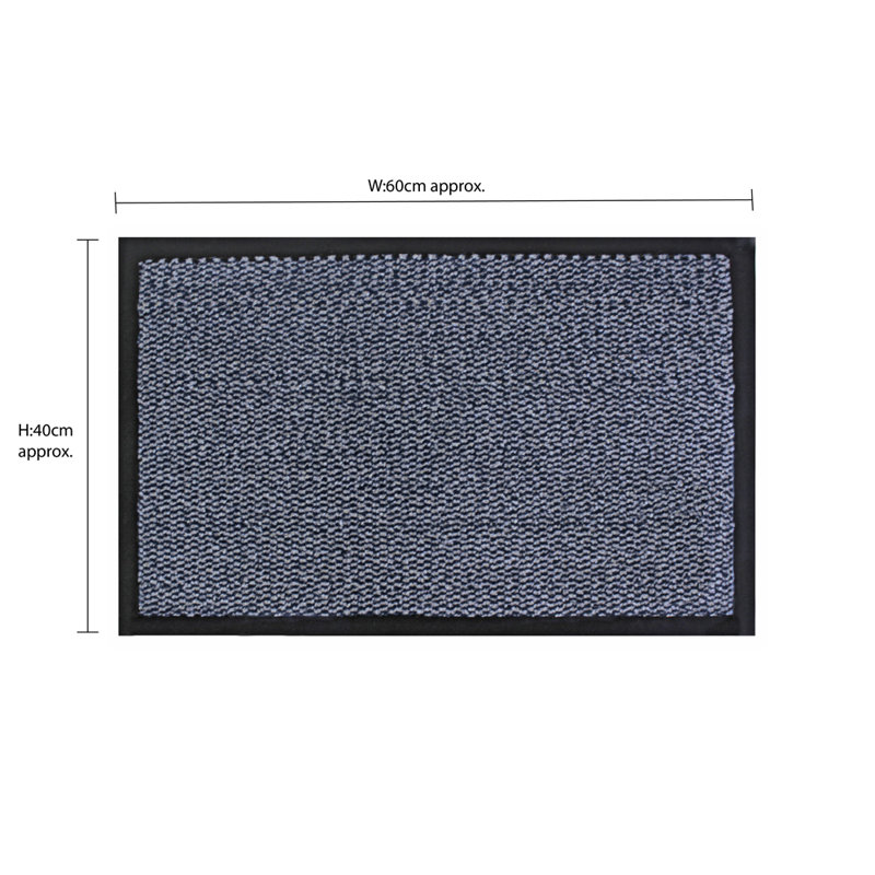 Non-Slip Indoor Doormat, Blue, Rectangle 40 x 60cm