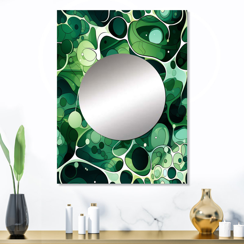Leibuy Green Popart Techno Tangles - grand miroir en marbre, miroir mural décoratif moderne, impression d'art en métal