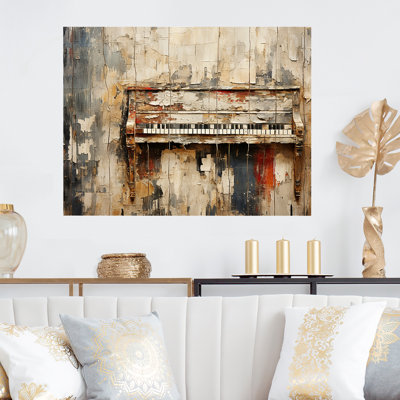 Rustic Brown Piano Melody I - Piano, art mural en métal