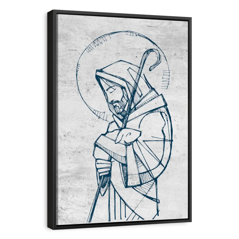 Jesus The Good Shepherd, 31" X 46", Floating Frame Black