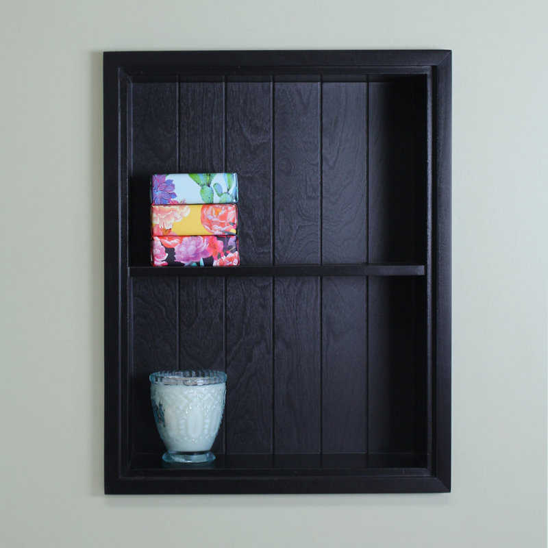 Niche murale encastrée 14 x 18 Sloane, Dossier noir en lambris noir
