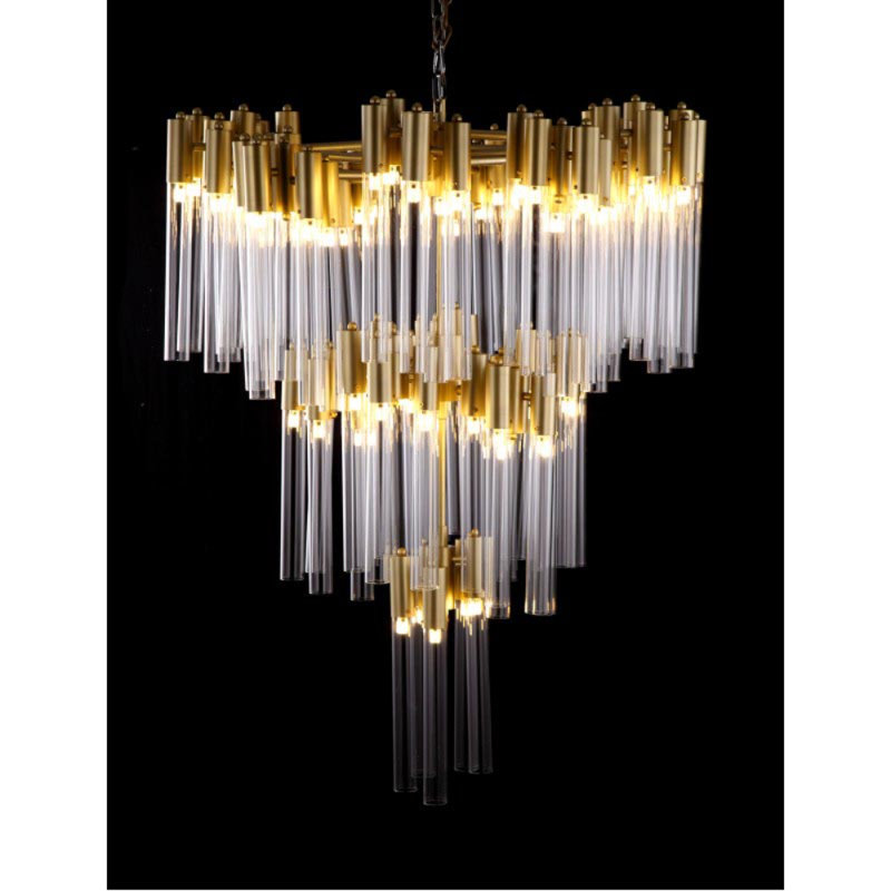 Lustre en cristal Light The Burj, Or brossé, H 48 po x l 44 po x P 44 po, Transparent