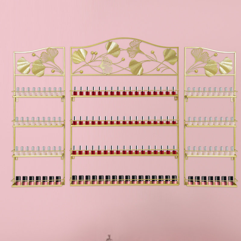 Wall-Mounted Iron Nail Polish Rack, Gold