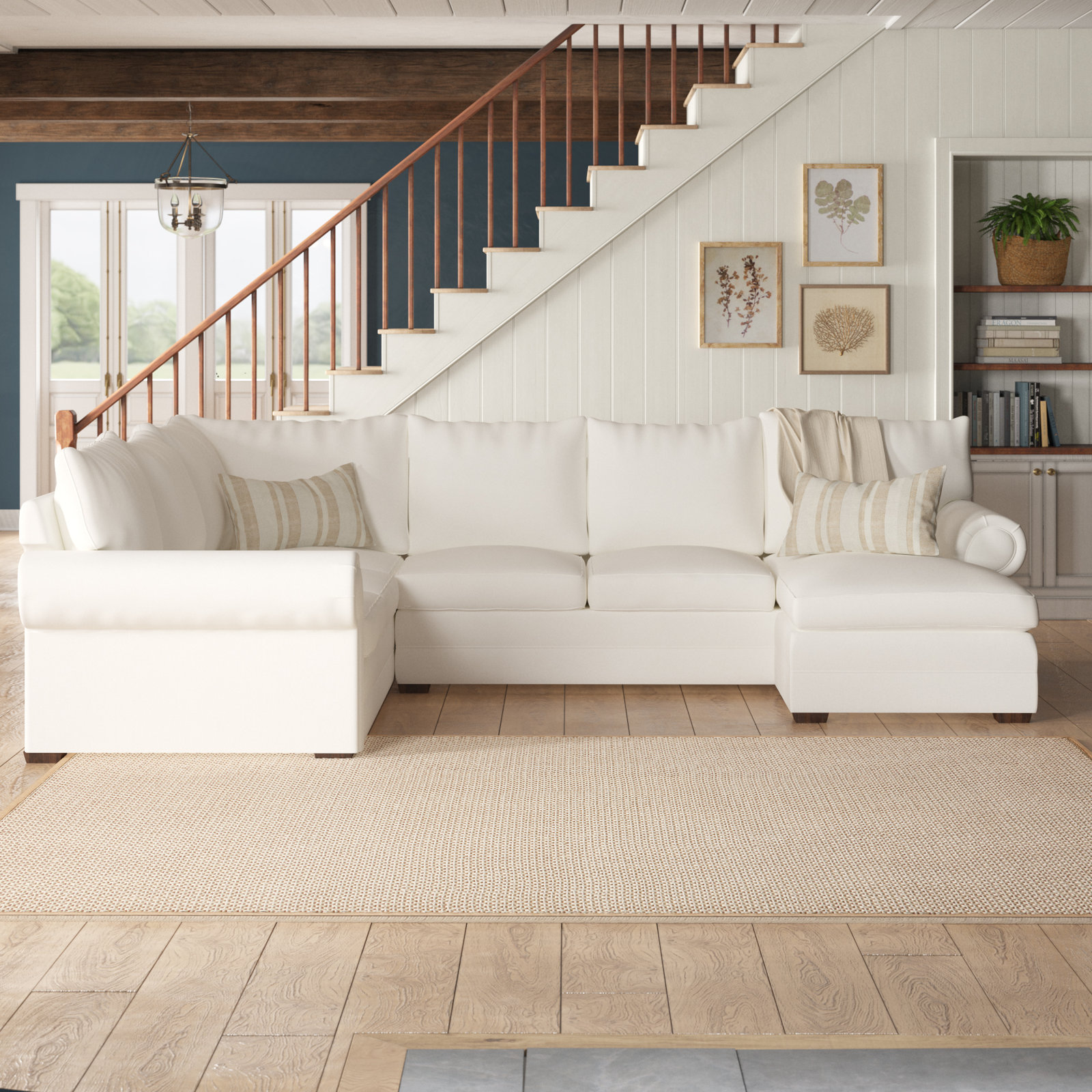 Upholstered U-Shaped Sectional, Donnovan Saffron, Right Hand Facing
