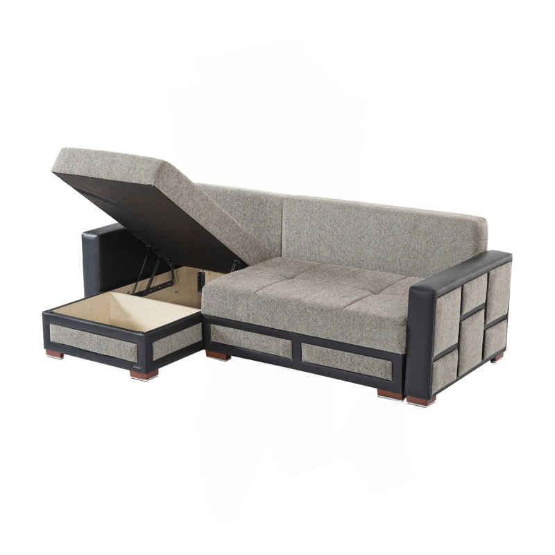 Canapé modulaire rembourré Primenest Urbanedge avec rangement, Noir/gris