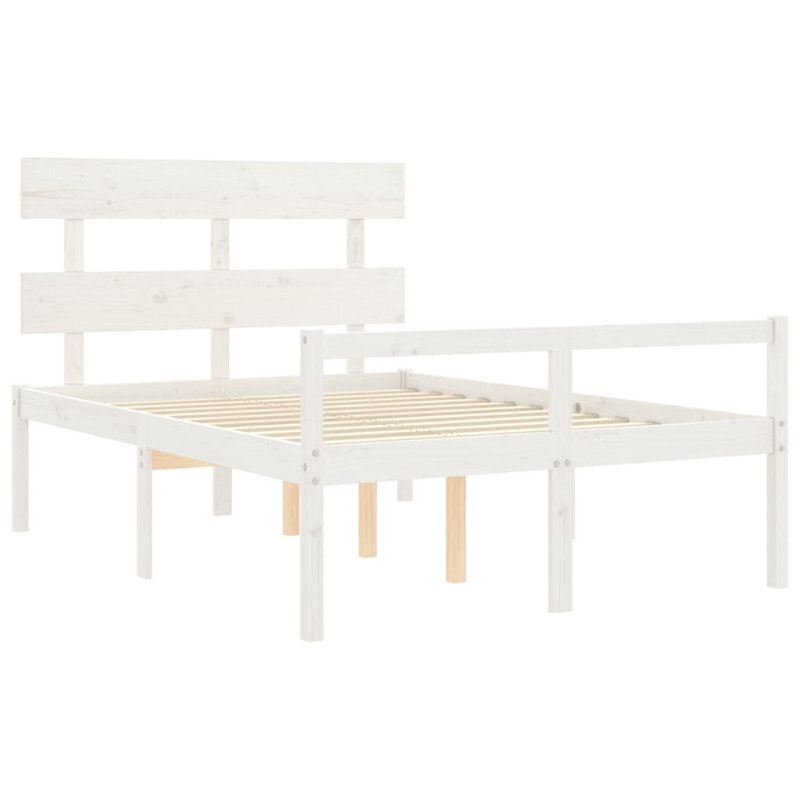 Bed Frame with Headboard, White, Small Double (4')