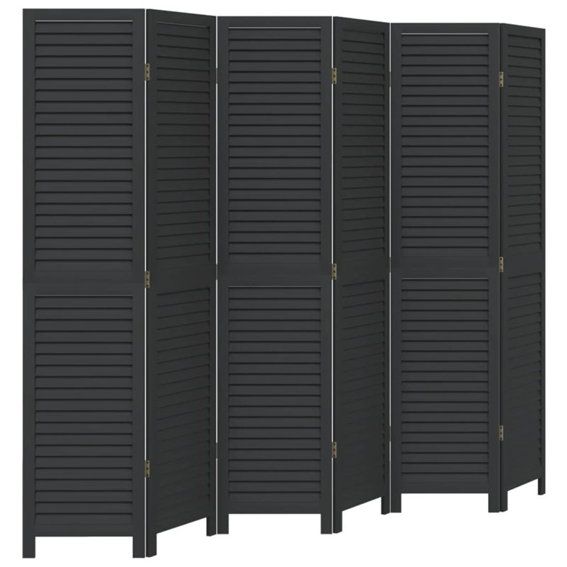 Trista Solid Wood Accent Room Divider, Black, 180cm H x 180cm W, 6 Panels