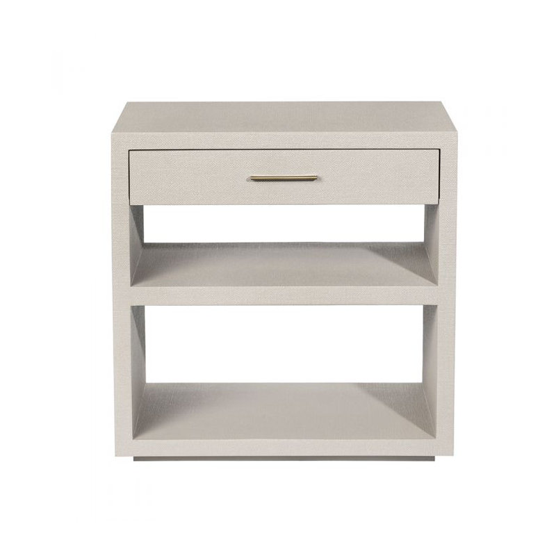 Livia 1 - Drawer Solid Wood Nightstand, Caribbean Sand/Antique Brass