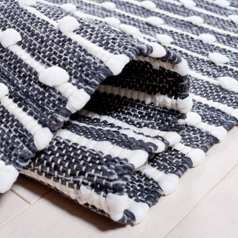 Montauk Flat Weave Cotton/Viscose Geometric Rug in Gray/Ivory, Rectangle 3' x 5'