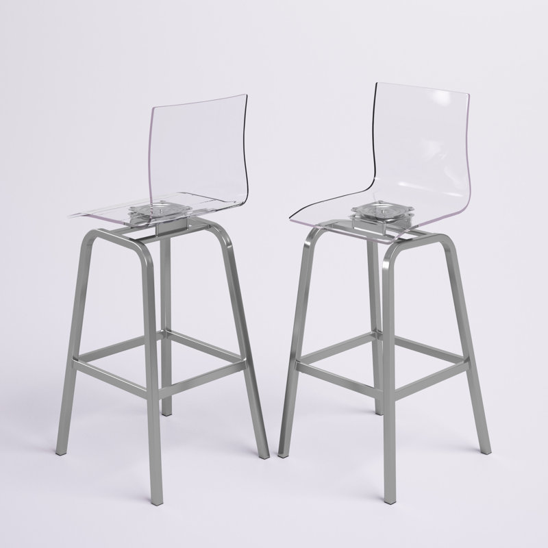 Aylisha Swivel Counter Stool with Metal Frame, Chrome, Bar Stool (30" Seat Height)
