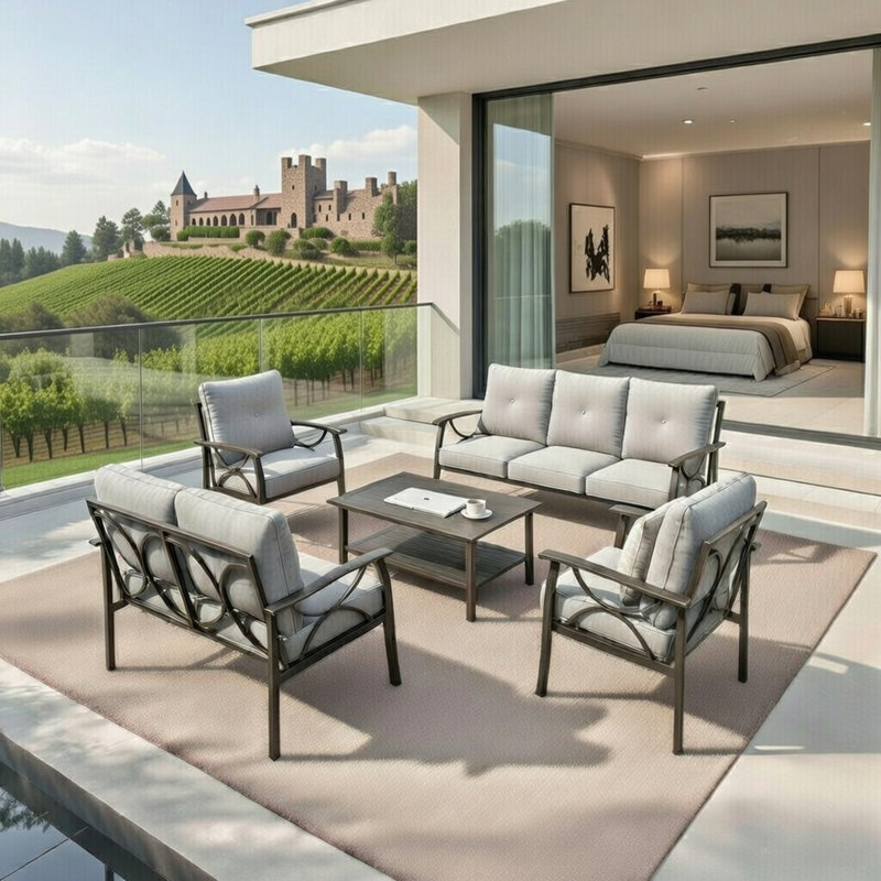 5-Piece Metal Patio Furniture Set, Gray