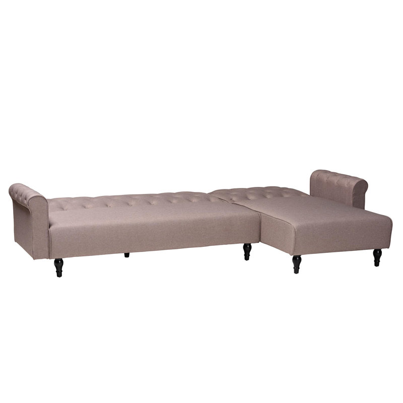 Canapé et méridienne rembourrés 2 pièces Minos, Mélange de polyester beige