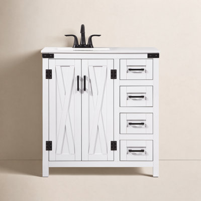 Slayton 32'' Single Bathroom Vanity with Engineered Marble Top