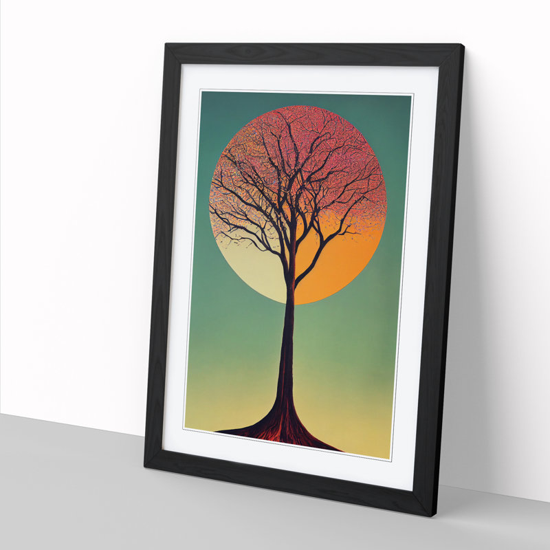 Contemporary Tree Vol.1 - Single Picture Frame Print, 34cm H x 25cm W, Brown Framed
