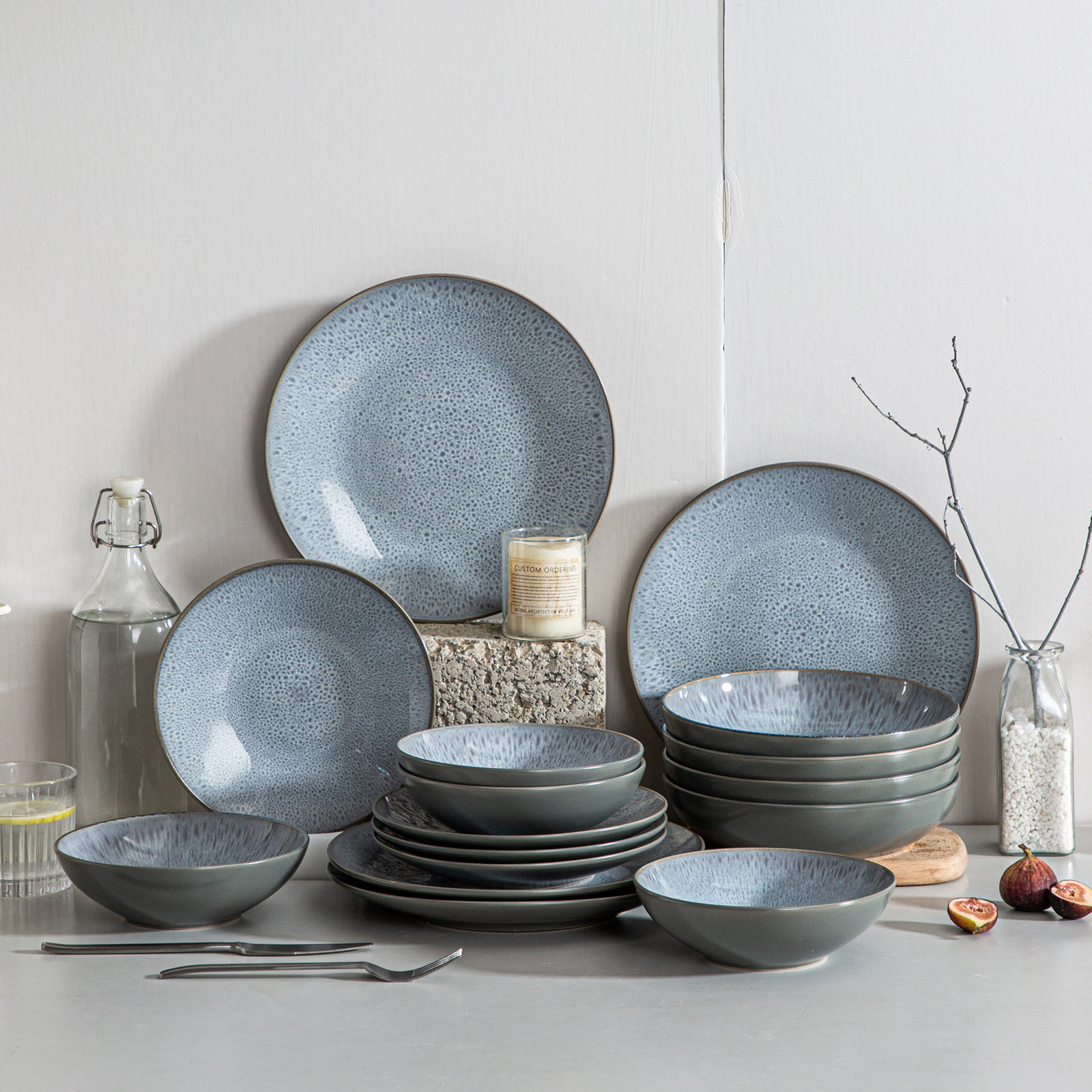Karst Ceramic，Stoneware Dinnerware Set, White