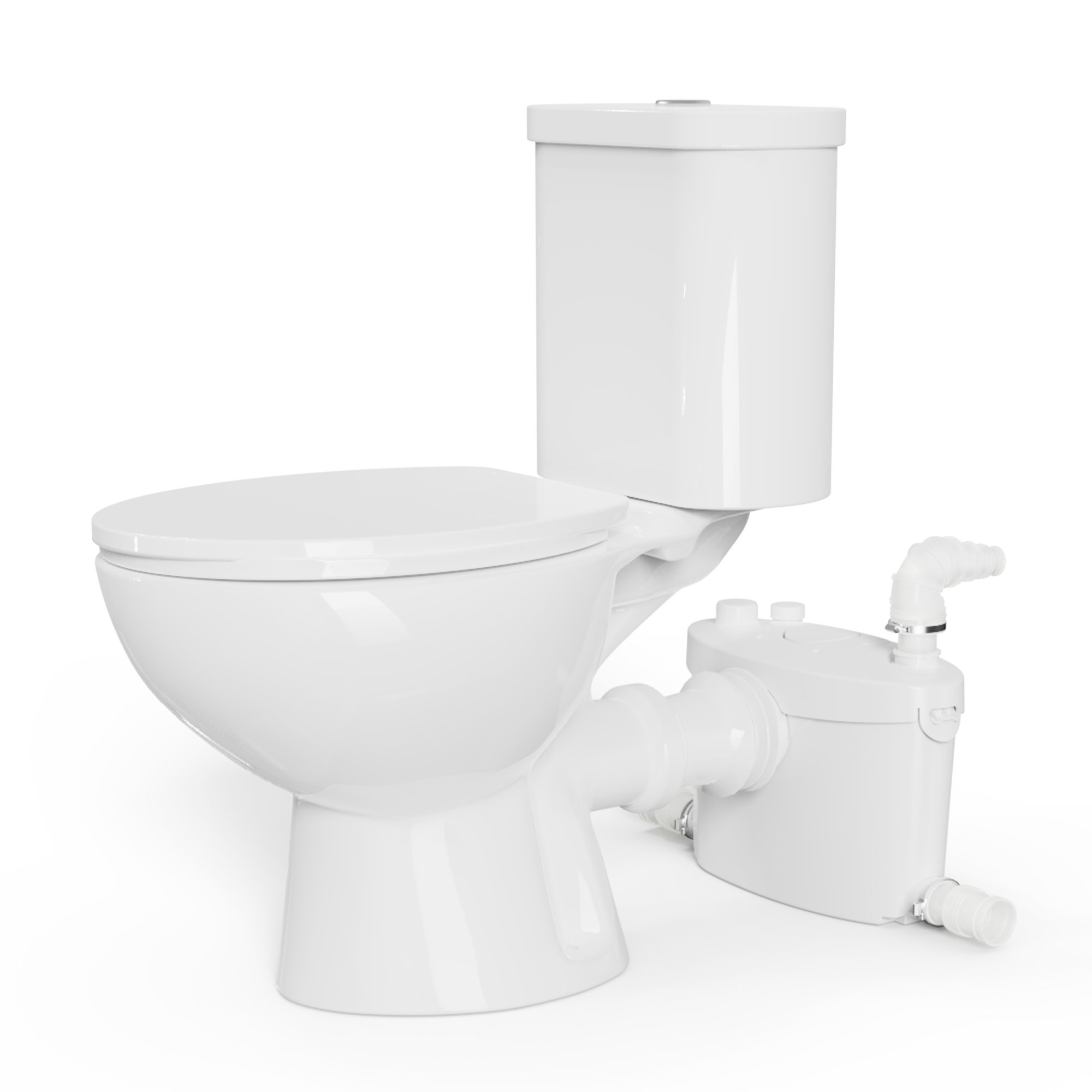 Upflush Toilet for Basement-Macerating Toilet with 600W Macerator Pump with  4 Water Inlets for Bathroom, Sink, Laundry