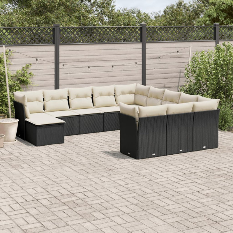 Ensemble de canapé de jardin Vidaxl noir, blanc crème