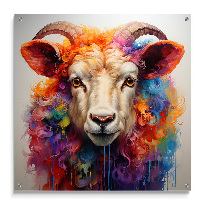 Molleton coloré coloré, art mural acrylique mouton III, H 36 po x l 36 po