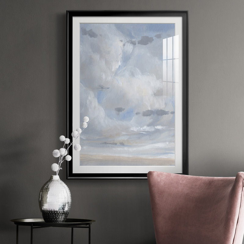 Toile encadrée de qualité supérieure bleu ciel II - prête à être accrochée, H 30,5 po x l 22,5 po, Toile encadrée noire, Oui