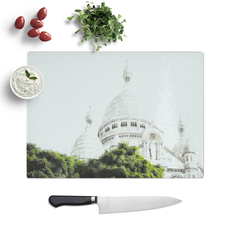 Tempered Glass Montmartre Paris in France Chopping Board, 20 cm x 28.5 cm