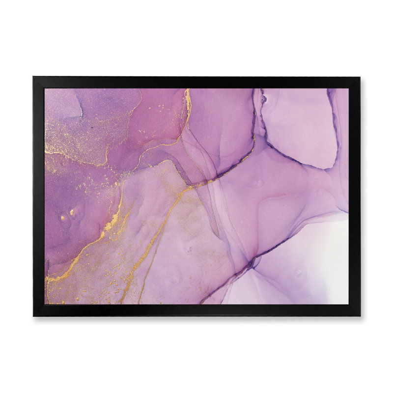 Reproduction d'art sur toile rose et marbre, H 8 po x l 12 po x P 1 po, Cadre photo noir