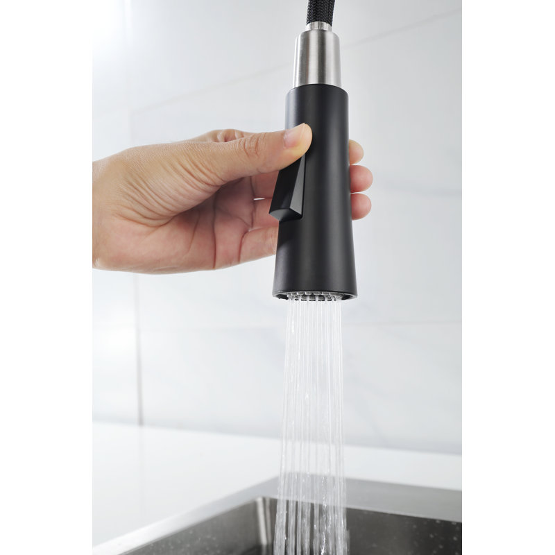 Matte Black Kitchen Faucet With Soap Dispenser, Single Handle, Pull Down Sprayer, For Kitchen And Laundry Sink, Stainless Steel | Gift Idea