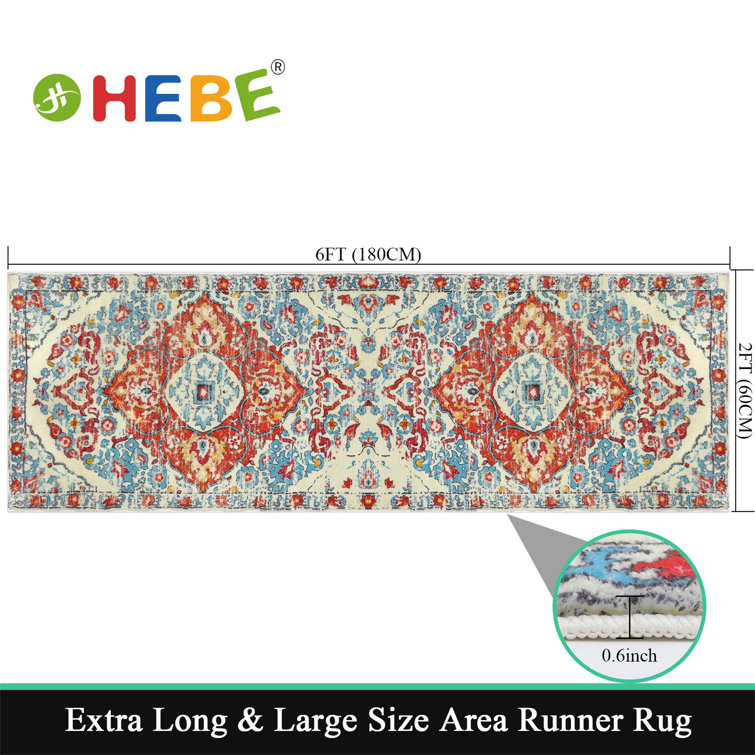 HEBE Extra Long Bathroom Runner Rug Non-Slip Microfiber Bath Mat Rug Runner