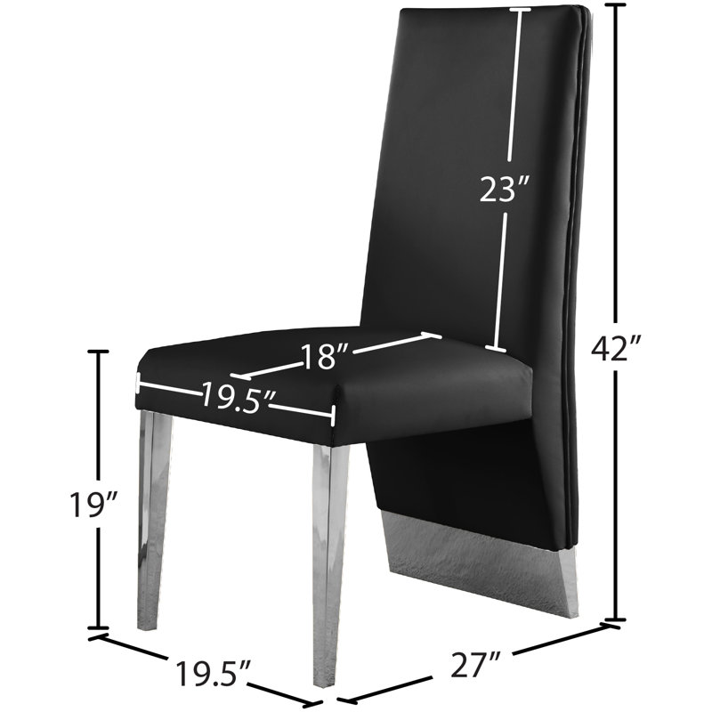 Chaise d'appoint rembourrée Elia, Cuir végétalien noir, Chrome