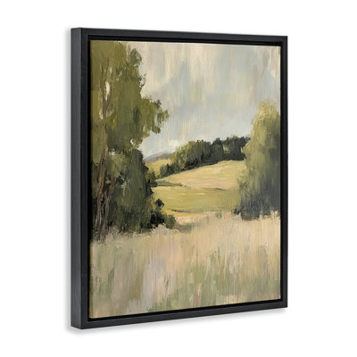 Painterly Green Valley View Floating Frame, design by Petal Prints Design