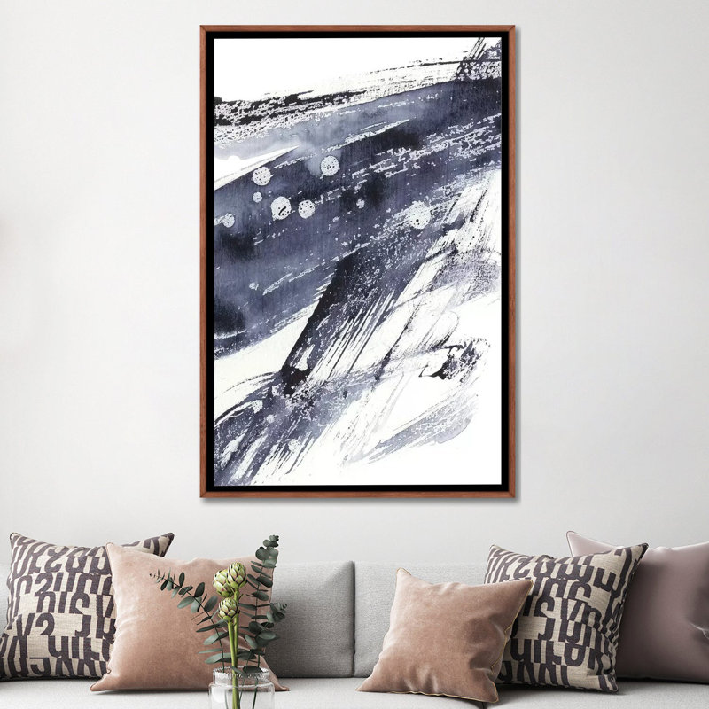 "Directivité I" par Ethan Harper, reproduction d’art, H 60 po x l 40po x P 1,5 po, Toile avec cadre en bois brun classique