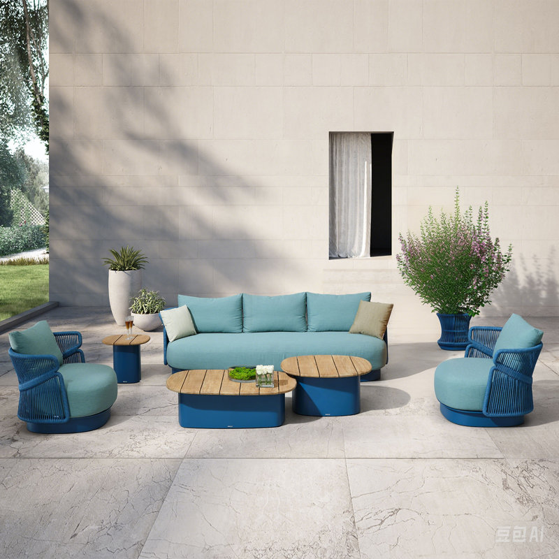 Aio Outdoor 6 - Piece Conversation Set, Blue, Teal