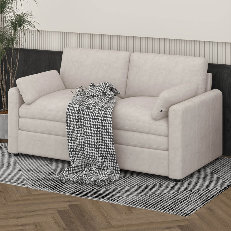 Causeuse rembourrée, canapé surdimensionné Comfy Cloud, canapé à double coussin, canapé moelleux, 2, Beige