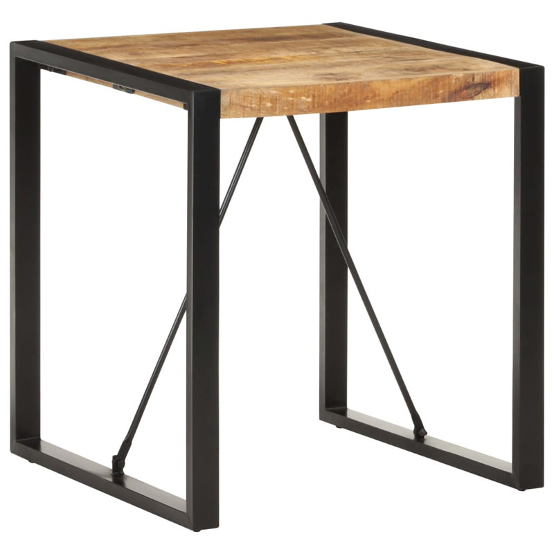 17 Stories Dining Table Mango Wood, Brown, Black, 29.5" H x 27.6" L x 27.6" W