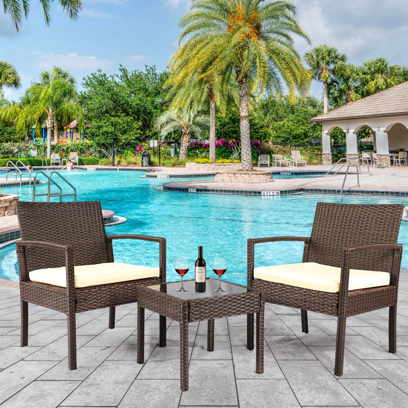 Antanique 2 - Person Patio Conversation Set with Cushions, Beige