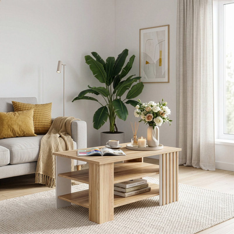 Coffee Table, Oak Wood/White