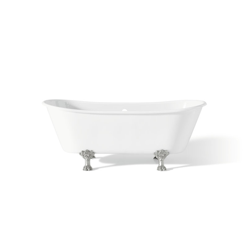 Winchester 68'' L Soaking Bathtub, Chrome, White Interior with White Exterior
