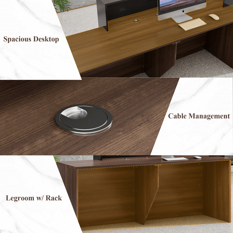 Modern Rectangular Reception Desk With Cable Management, 40.75" H x 70.86" W x 23.6" D
