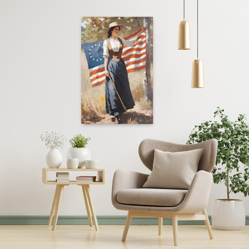 Le premier drapeau, art contemporain rustique, H 36 po x l 24 po