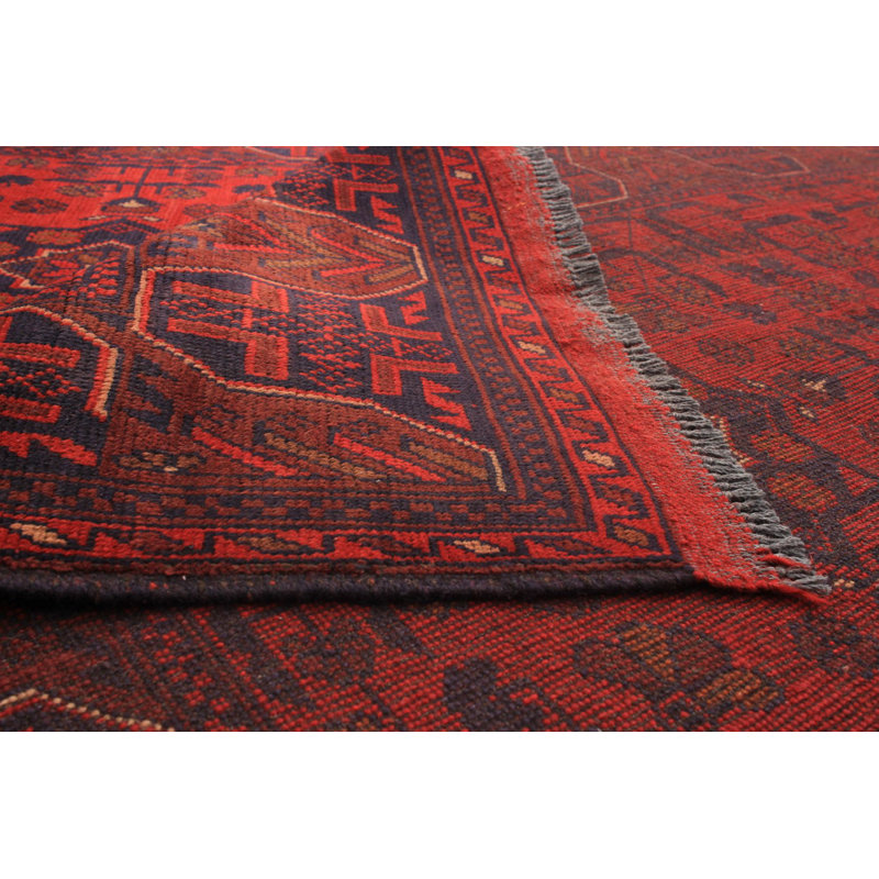 Tapis unique en laine noué à la main style Keisari des années 2010 de 4 pi 11 po x 6 pi 6 po rouge Kandis