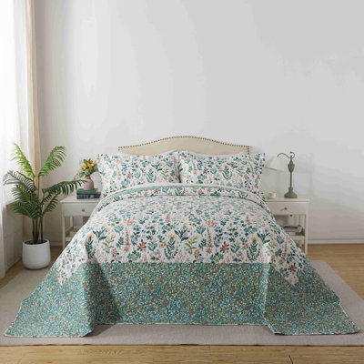 Ensemble de literie pour courtepointe à motif floral 3 pièces HoneiLife