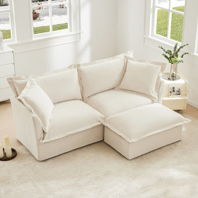 Canapé 2 places contemporain avec repose-pieds