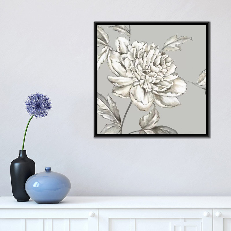 « botanique ii », impression sur toile, H 18 po x l 18 po x P 1,5 po, Toile avec cadre noir, Pas de tapis