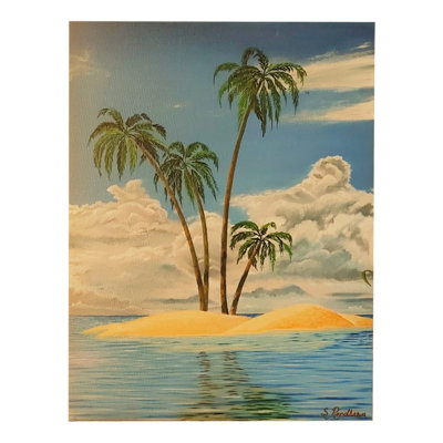 Sable, mer et palmier | Huile sur toile | Par Sandeep Singh Randhawa