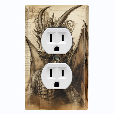 Couvercle de plaque d'interrupteur en métal; Fauteuil à bascule GFI - Dragon à cornes 3 tailles US Standard
