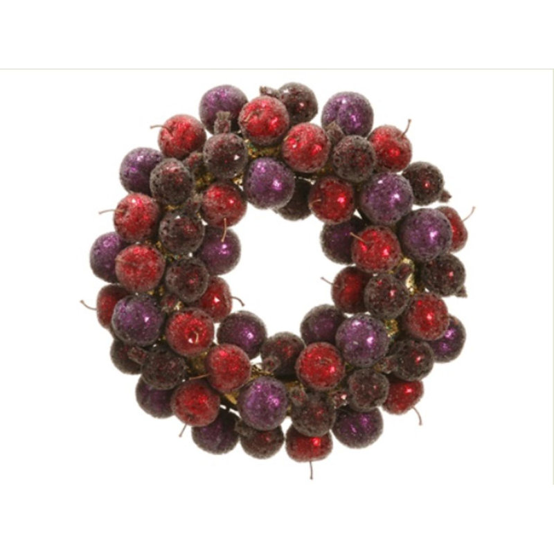 Couronne de Noël artificielle Sugared Fruit Plum and Apple - non éclairée 17,5 po