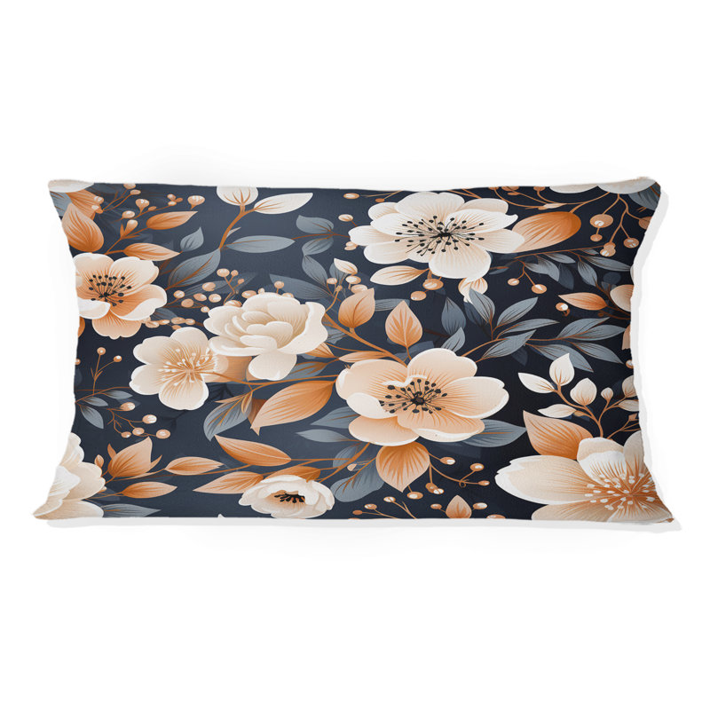Motif floral pêche rétro nostalgie - coussin imprimé floral