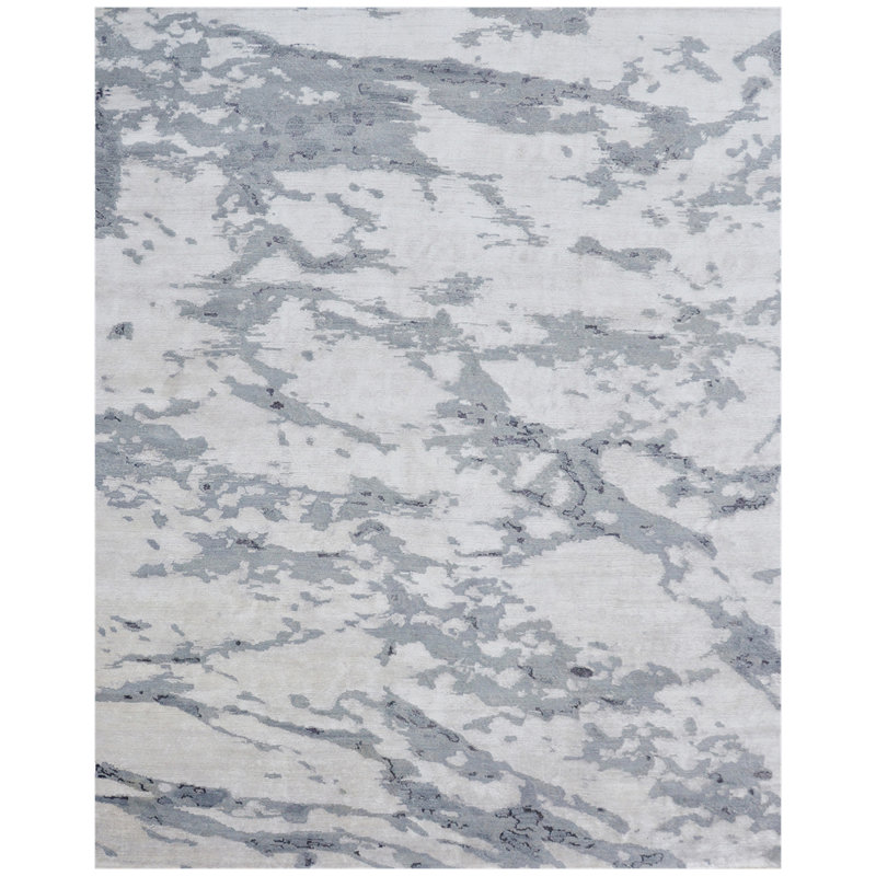Tapis noué à la main ivoire / gris foncé, Rectangle 2 pi x 3 pi