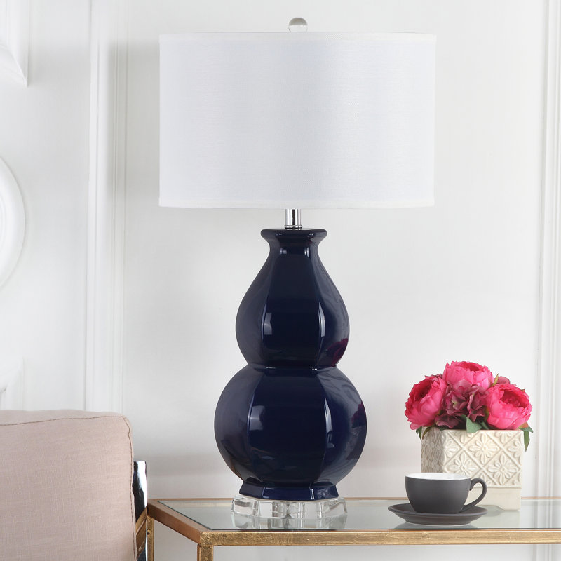 Aiza Ceramic Table Lamp, Navy